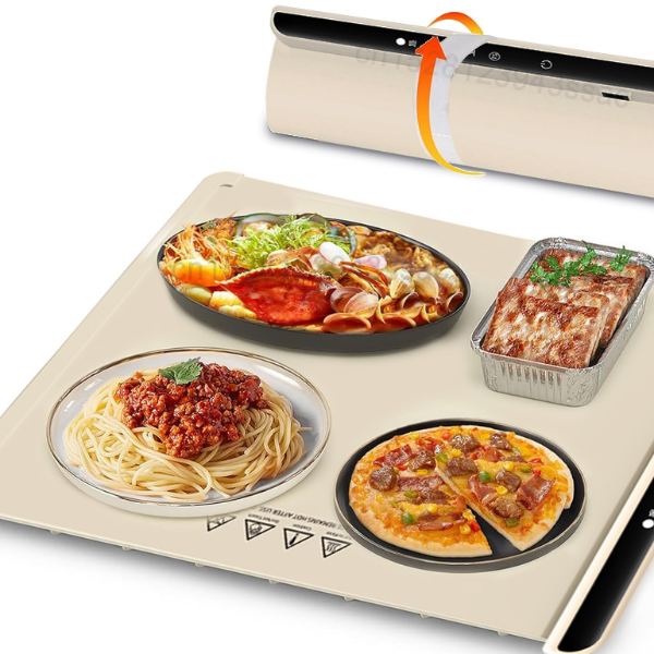 Electric Warming Tray, Foldable Food Warmer, Fast Heating Portable Dining Table Warmer, Full Surface Heating Food Warmer