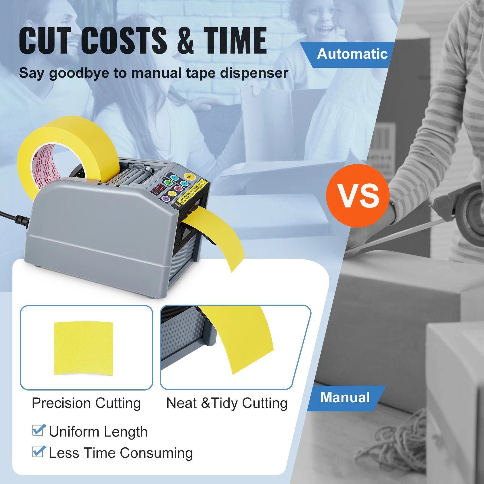 Automatic Tape Cutting Machine 6–60 mm Electric Dispenser