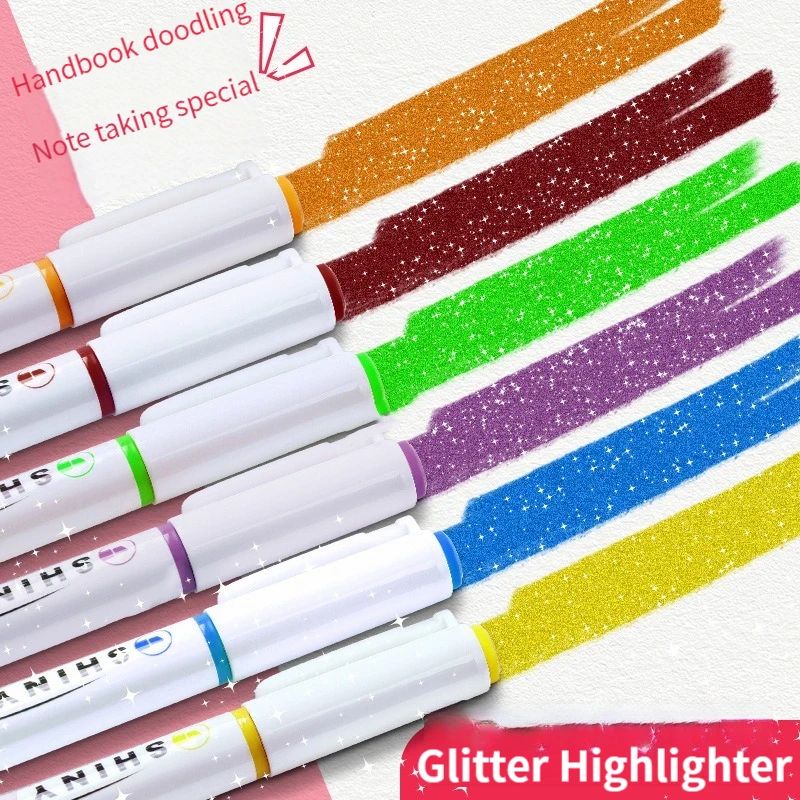 Glitter Highlighter Pens 4-Color Set – Shimmer Marker Set for Journals, Notes & Scrapbooking