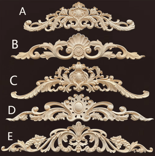 Hand-Carved Wooden Appliques & Onlays Decorative Furniture Trim Accents