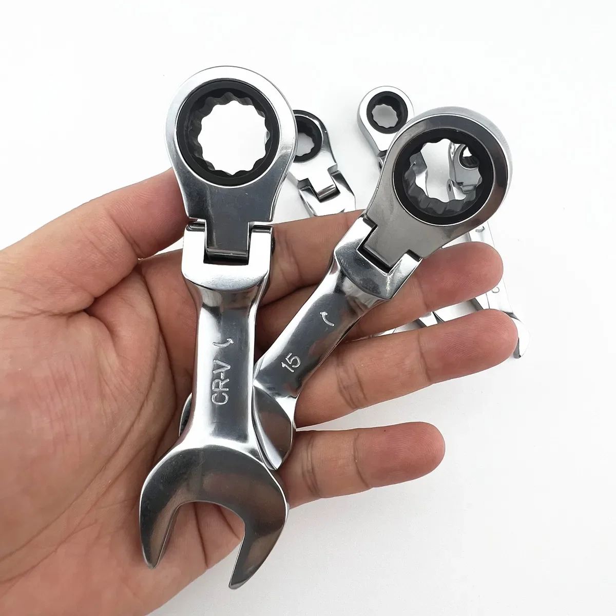 Mini Flex-Head Ratchet Wrench – Short Handle Dual-Purpose Open End Spanner, Quick Labor-Saving Hand Tool for Tight Space