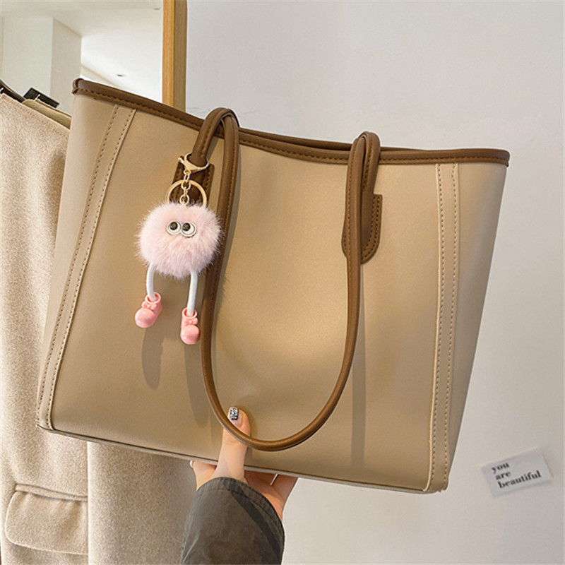 Versatile Solid Color PU Leather Handbag Stylish Korean Shoulder Tote for Women, Perfect for Daily Use