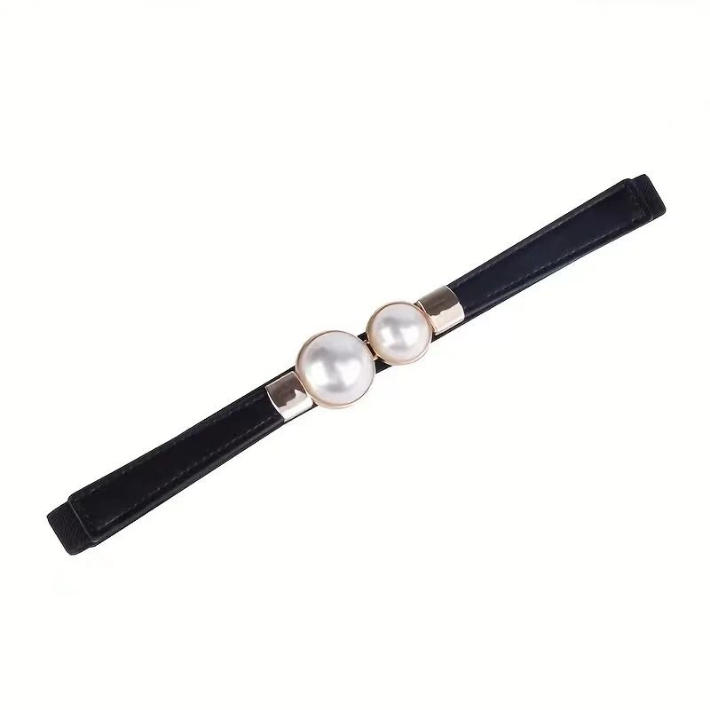 Elegant Pearl Buckle Elastic Waist Belt