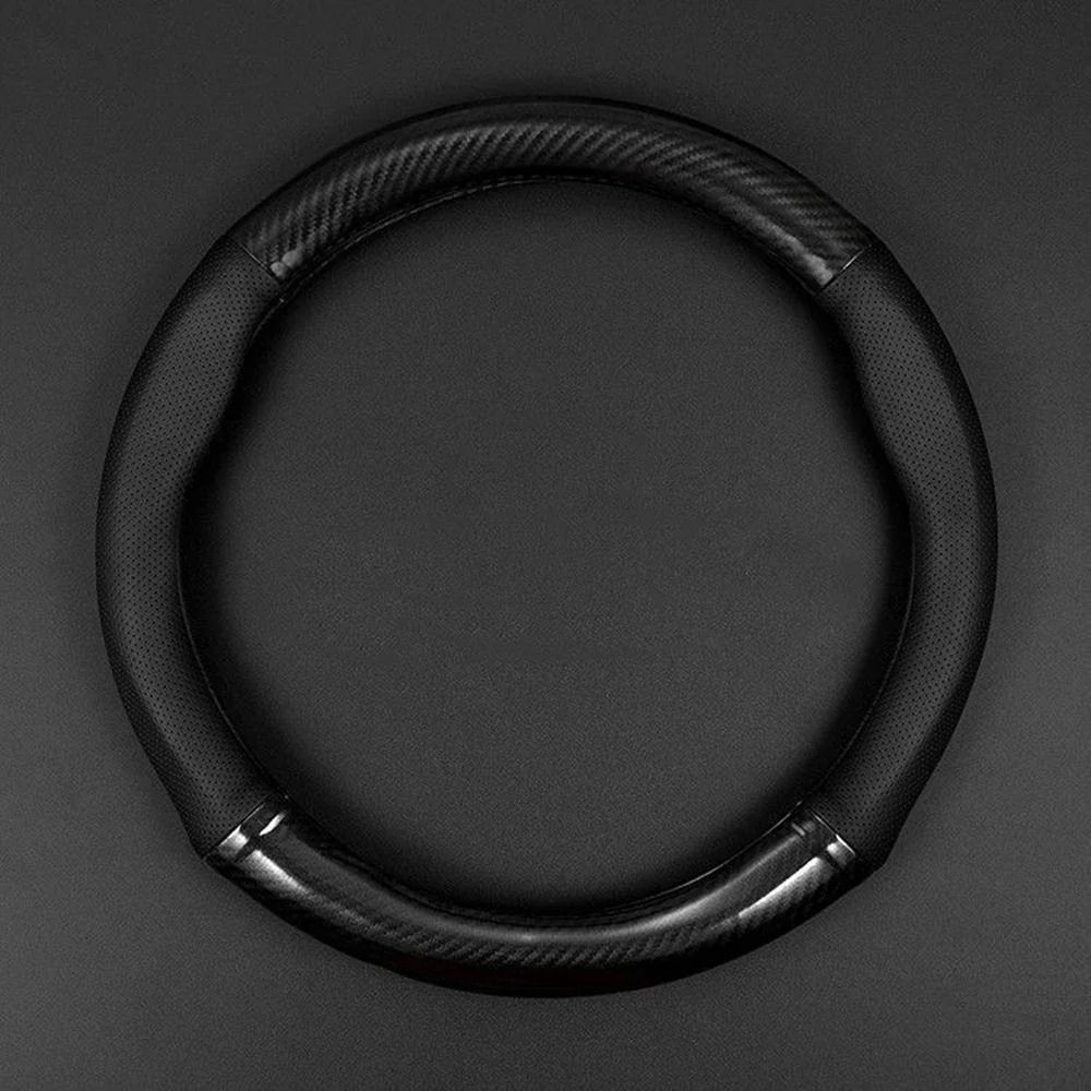 Carbon Fiber Leather Car Steering Wheel Cover Anti Slip Universal Fit