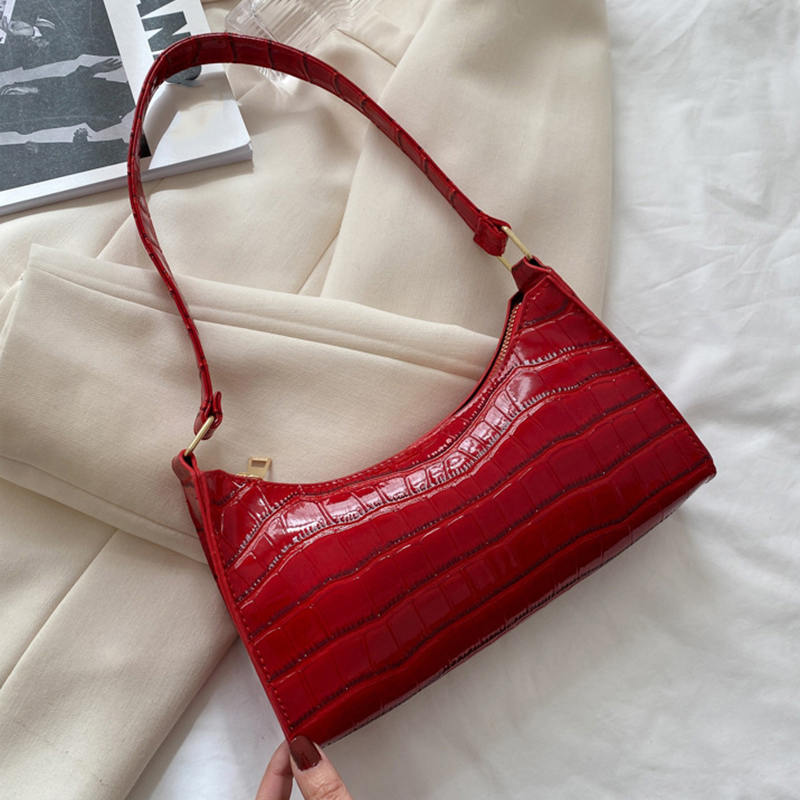 Croc Embossed Underarm Shoulder Bag for Women