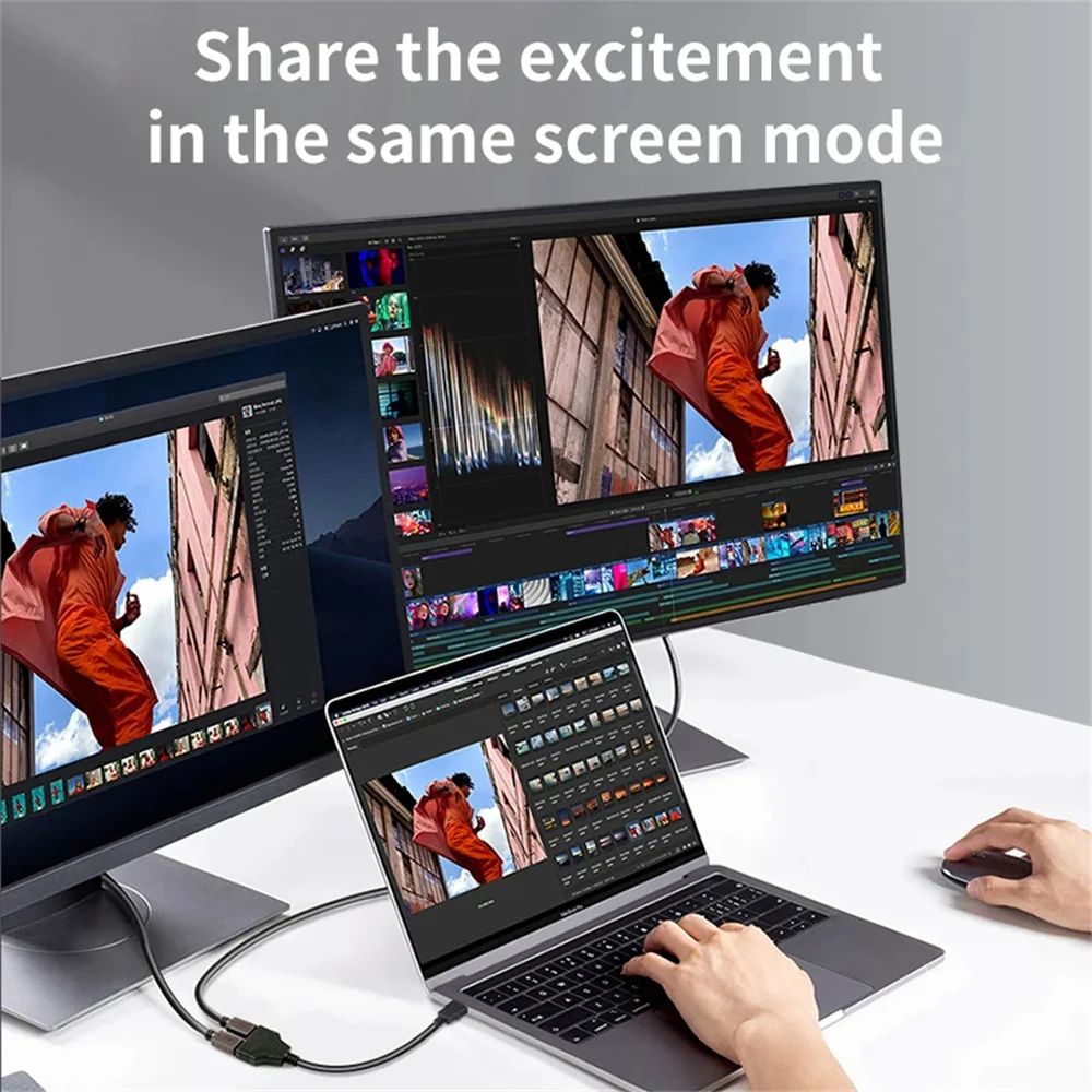 1080P HDMI Splitter 1 in 2 Out Dual Display Adapter Cable