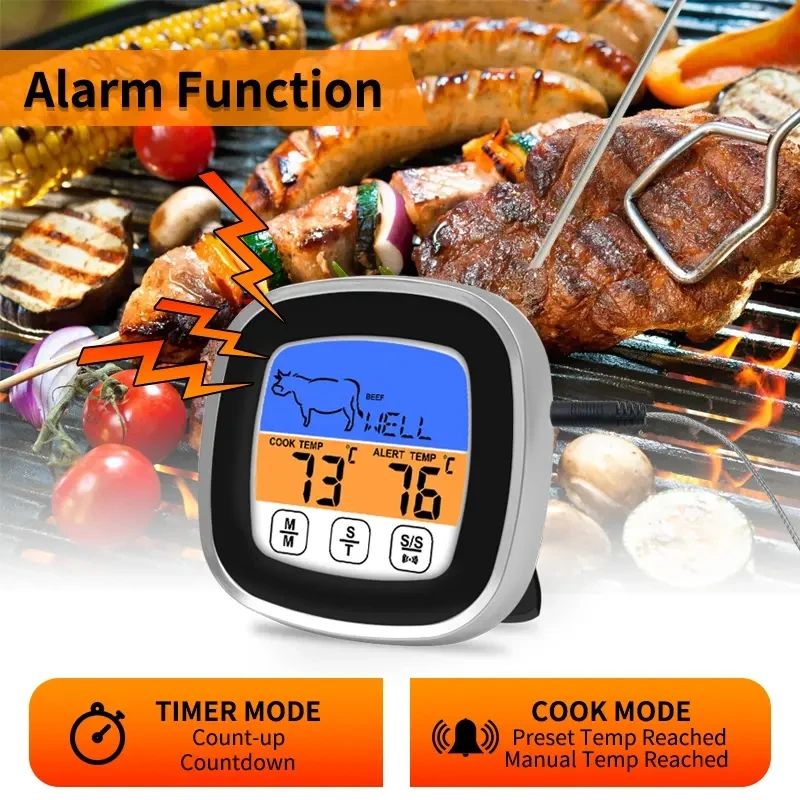 SmartTouch Digital Meat Thermometer with Precision Probe & Cooking Timer