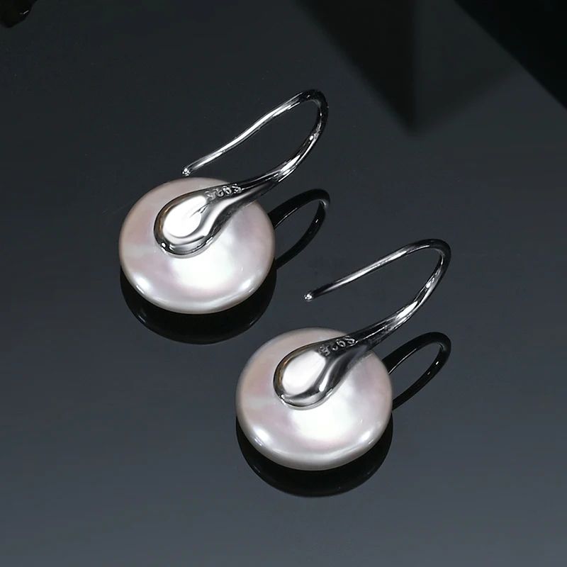 Natural Freshwater Baroque Pearl Earrings 925 Silver Hooks