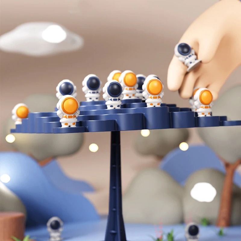 Kids Balance Tree Board Game Astronaut & Frog Themed Stack & Balance Toy
