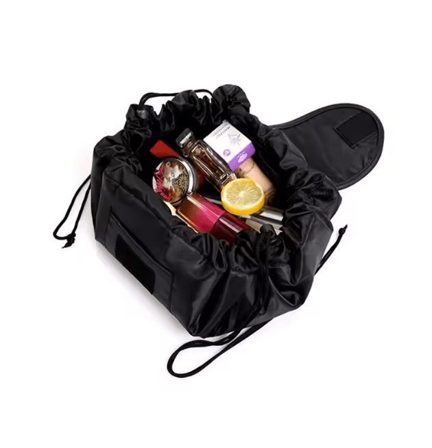 GlamFold Drawstring Makeup Bag Large Capacity Travel Cosmetic Organizer