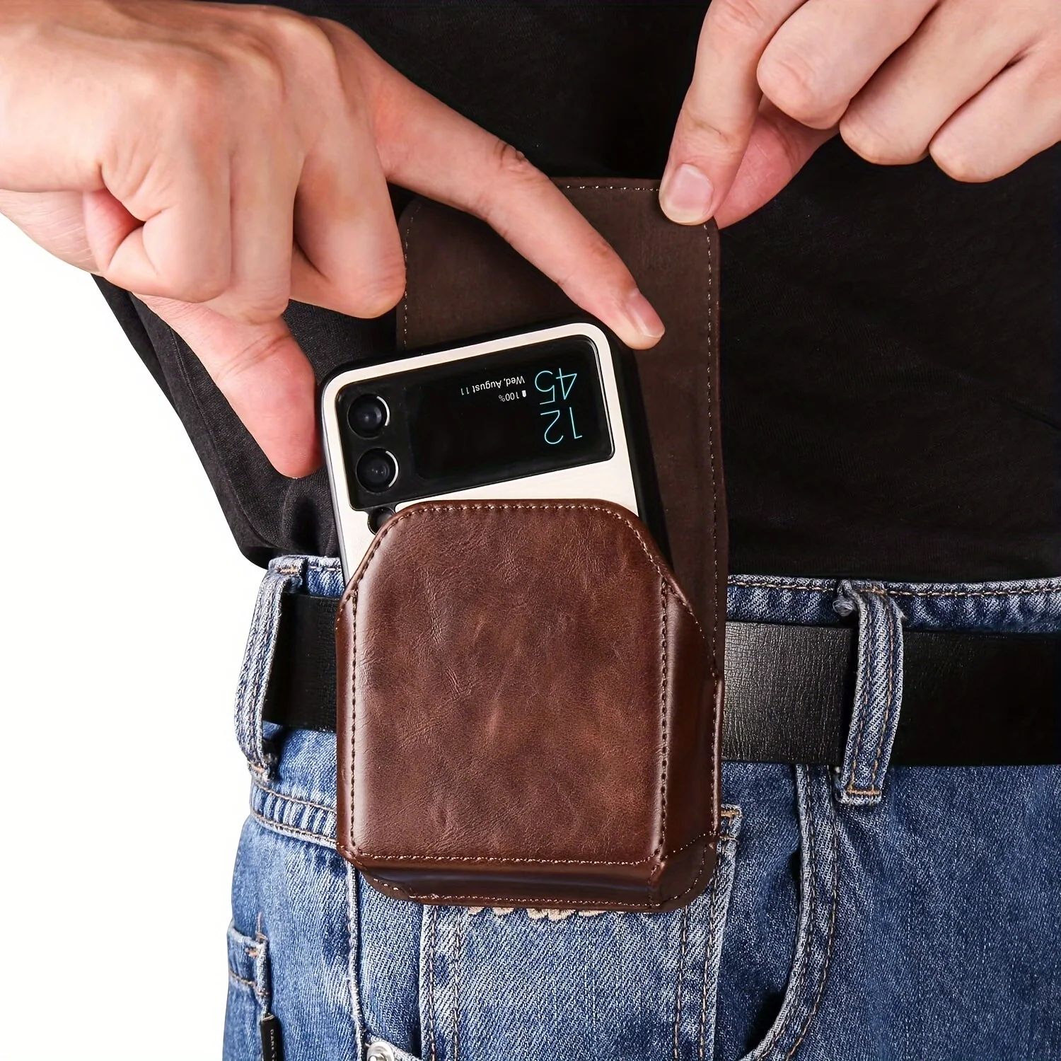 Leather Folding Phone Waist Pouch