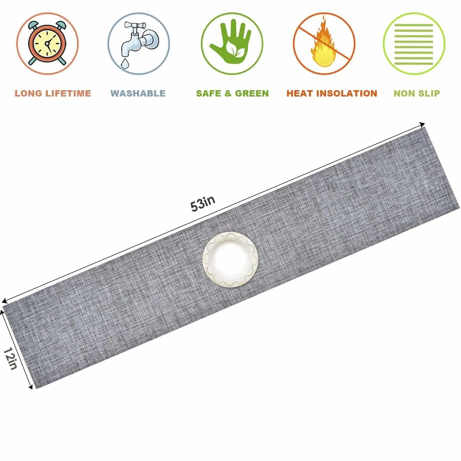 Modern Woven Vinyl Table Runner | Heat-Resistant & Non-Slip PVC Dresser Cover