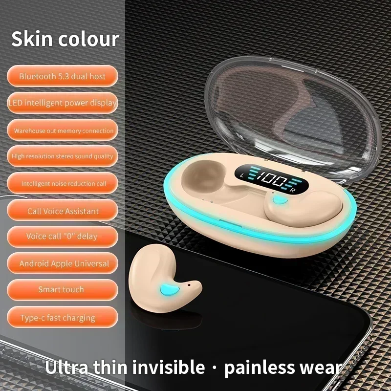 Wireless Sleeping Earbuds Mini Bluetooth TWS Headphones with Mic Waterproof HD Call Quality