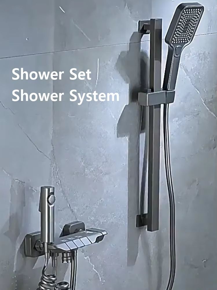 Gun Grey Digital Display Shower System with Piano Key Mixer