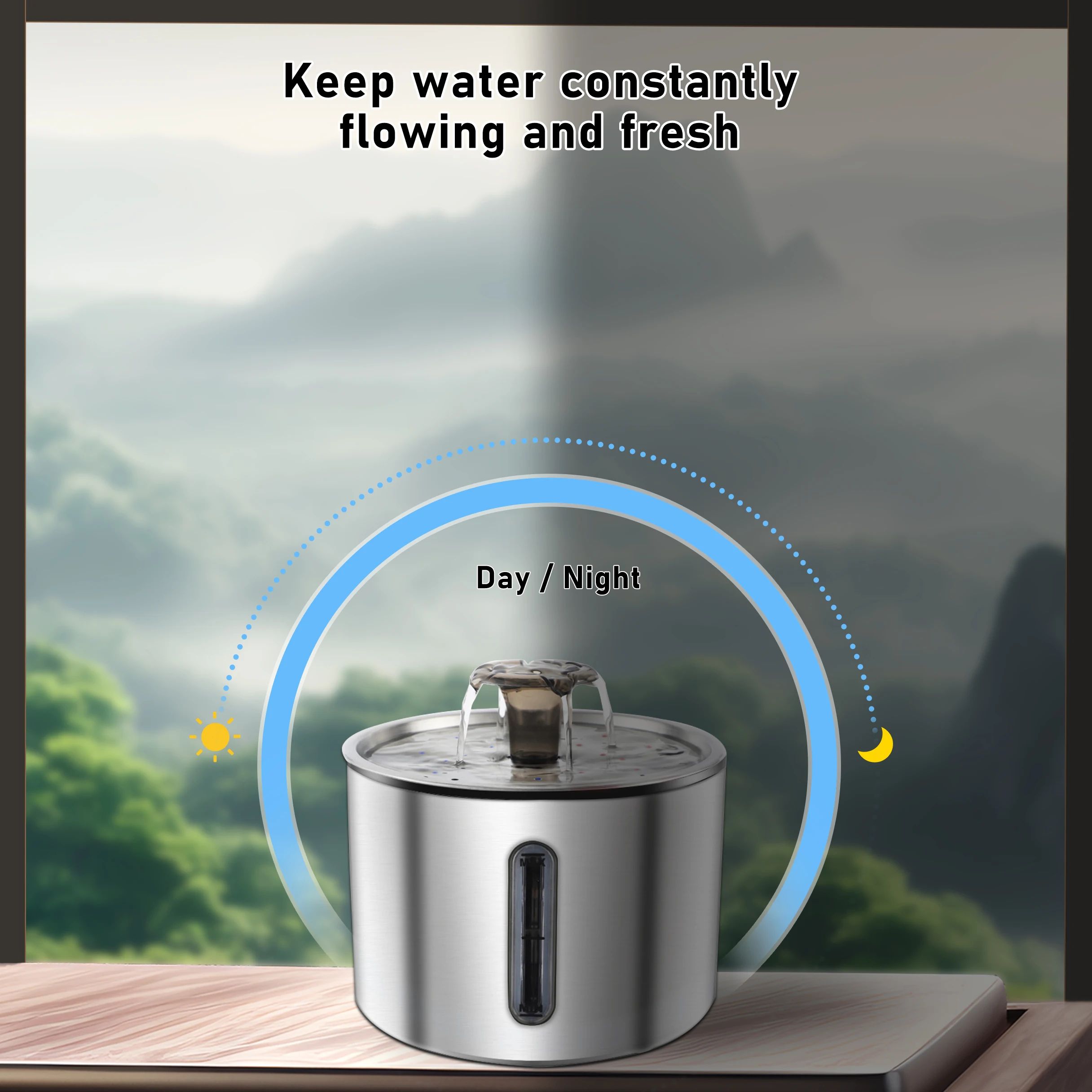 PureFlow Stainless Pet Fountain – Cat Water Fountain 2.5L Automatic Dispenser