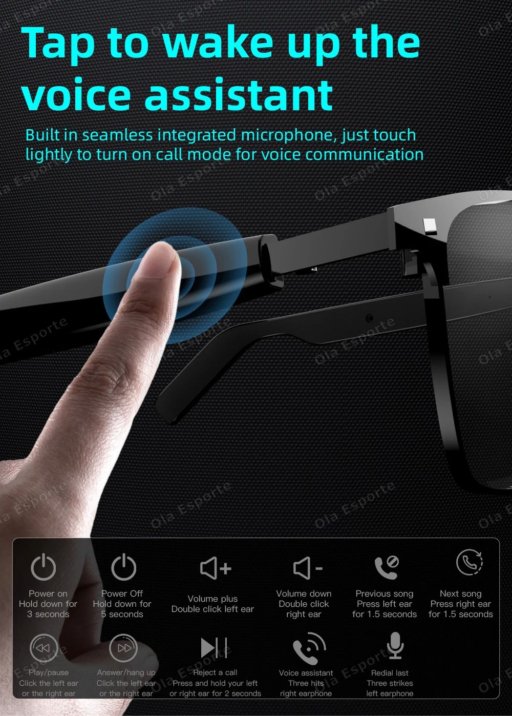 2 in 1 Magnetic Smart Glasses Bluetooth Audio UV Protection Sunglasses
