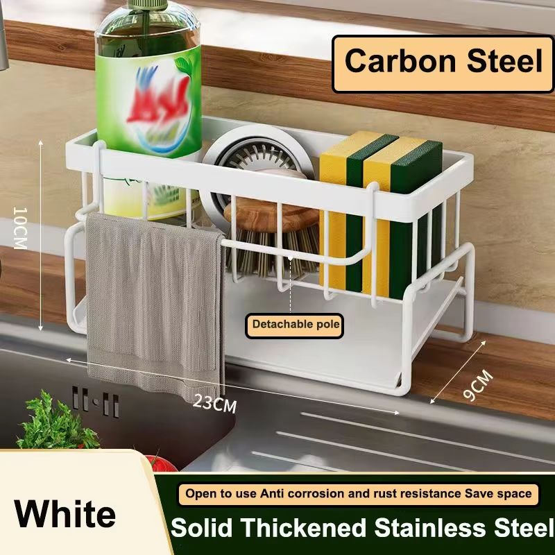 CleanFlow Self Draining Sink Organizer Rack with Soap and Sponge Holder