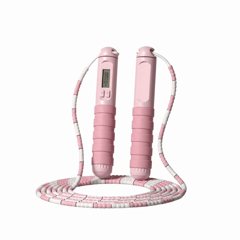 Adjustable Length Soft Beaded Jump Rope, No Tangle Bamboo Stem Training Rope