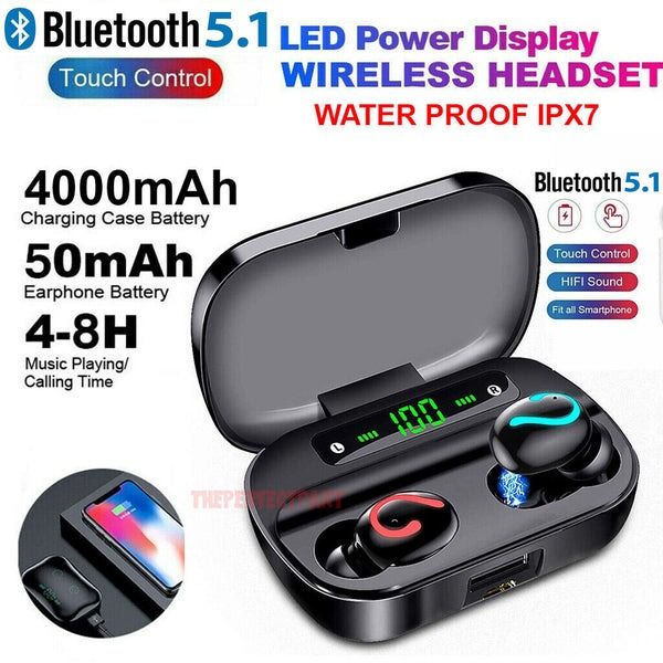 TWS Bluetooth Headset Wireless Earphones, Mini Earbuds Stereo Headphones, Waterproof, Hi-Fi Sound, Noise Reduction