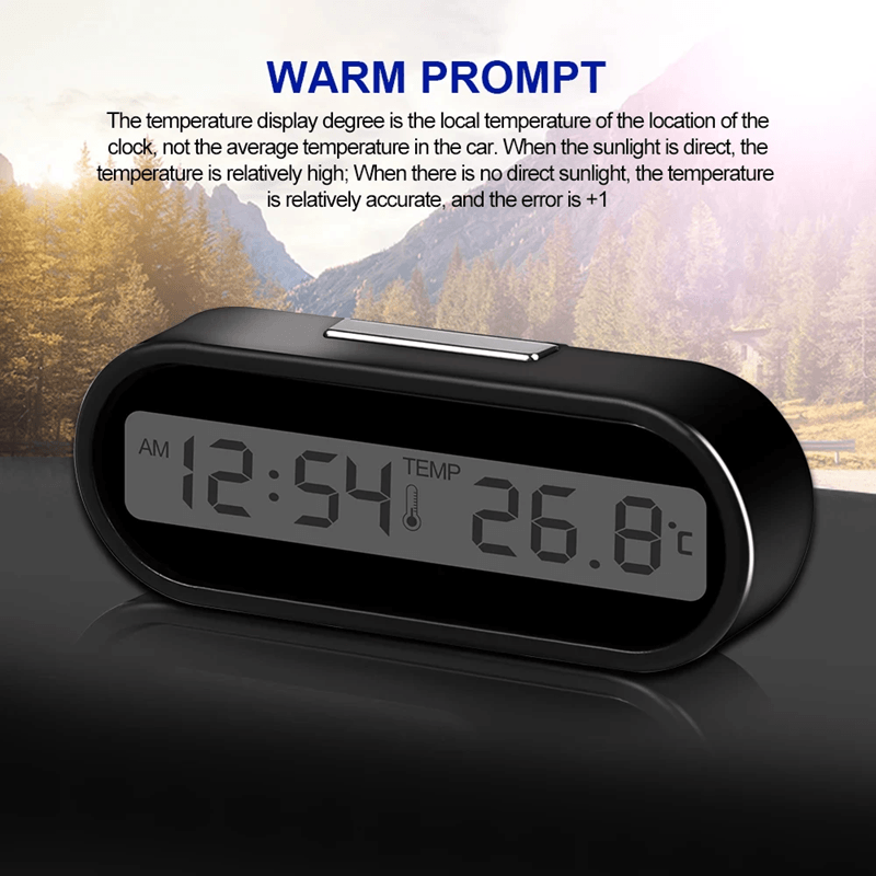 Mini Digital Car Clock with LCD Display Thermometer and Backlight