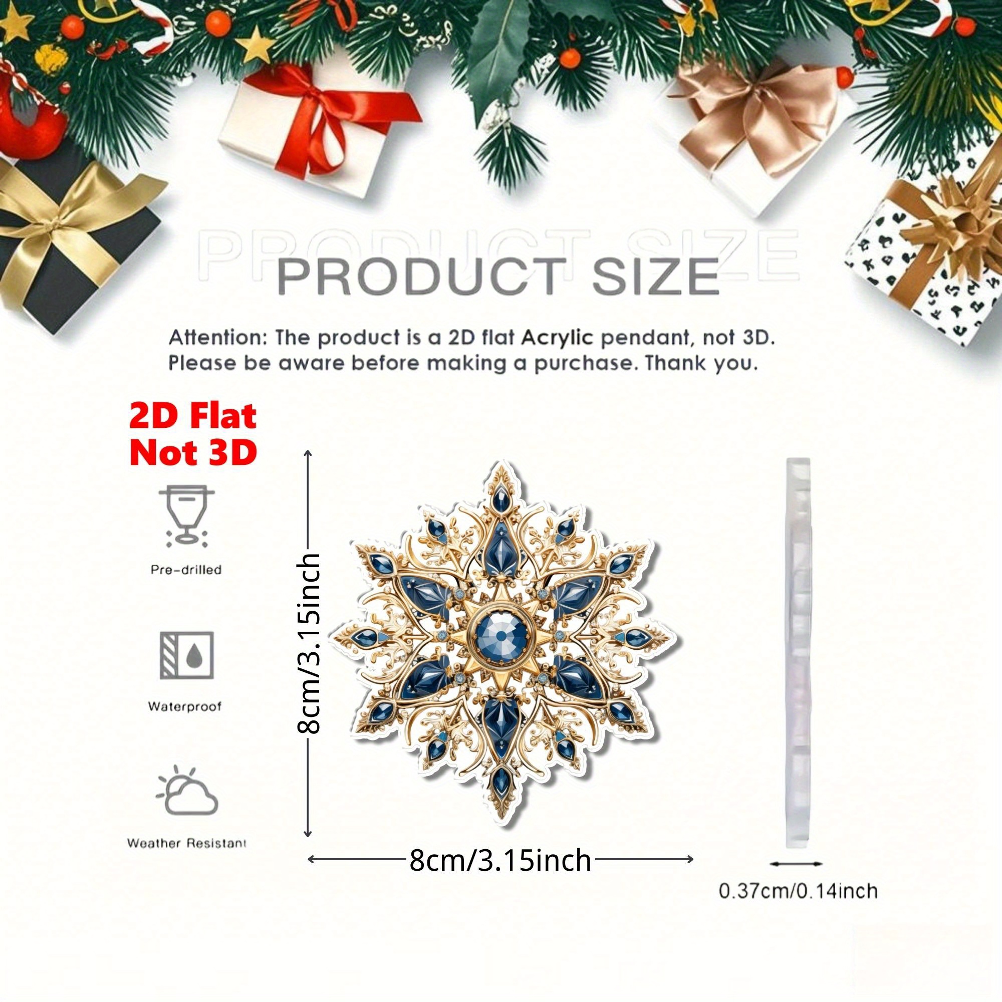 Christmas Snowflake Ornaments Acrylic Snowflake Tree Decorations for Xmas & New Year