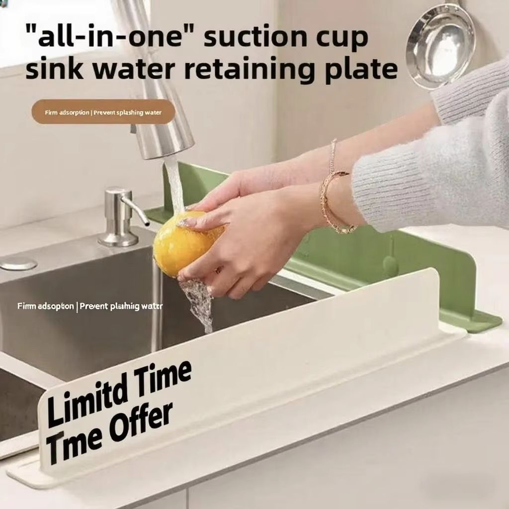 Silicone Sink Splash Guard Waterproof Kitchen Baffle for Cleaner Dishwashing