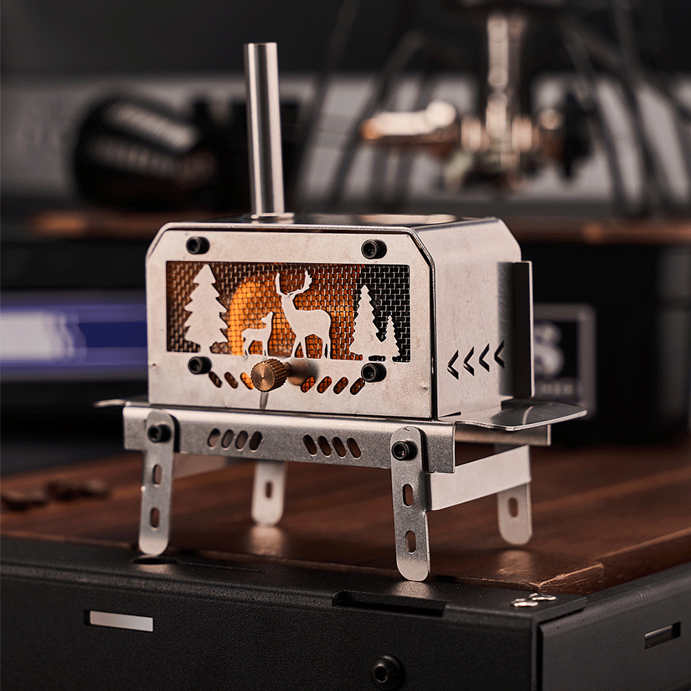 Portable Mini Folding Charcoal Stove, Stainless Steel Outdoor Fire Pit Heater, Detachable Wood Burner for Camping