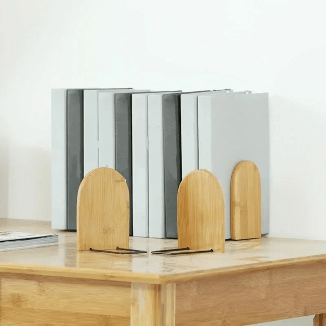 Wood and Iron Bookends Heavy Duty Decorative Bookends for Shelves and Desk
