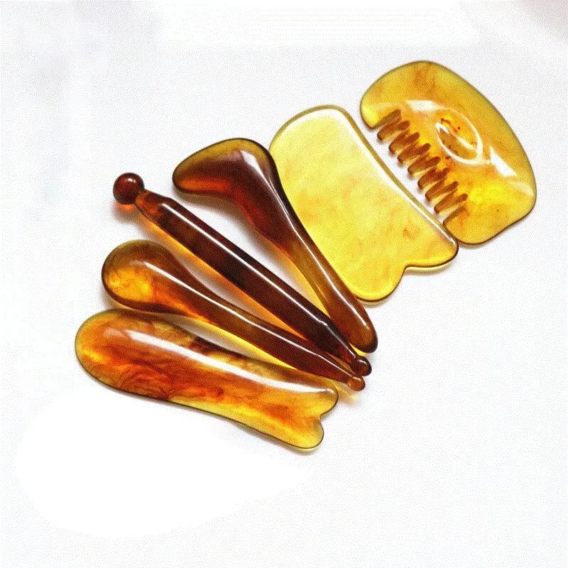 6-in-1 Resin Gua Sha Massage Tool Kit for Face & Body, Facial Scraping Board for Neck Arms Legs Back Eye Care