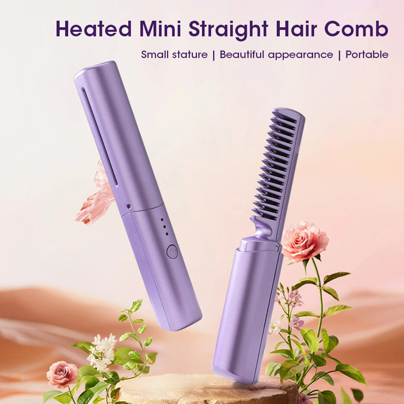 Fast Heating Wireless Hair Straightener Curler Comb, Negative Ion Ceramic Styling, Women Hair Tool for Home Travel