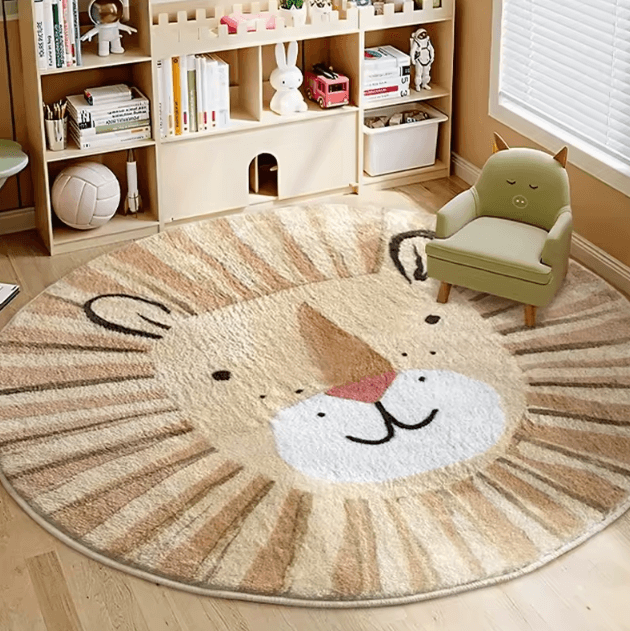 Cute Cartoon Lion Plush Rug – Soft kids lion rug for Playroom, Bedroom & Cozy Spaces