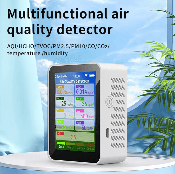 Tuya WiFi Air Quality Monitor Indoor PM2.5 CO2 HCHO TVOC CO Tester Portable