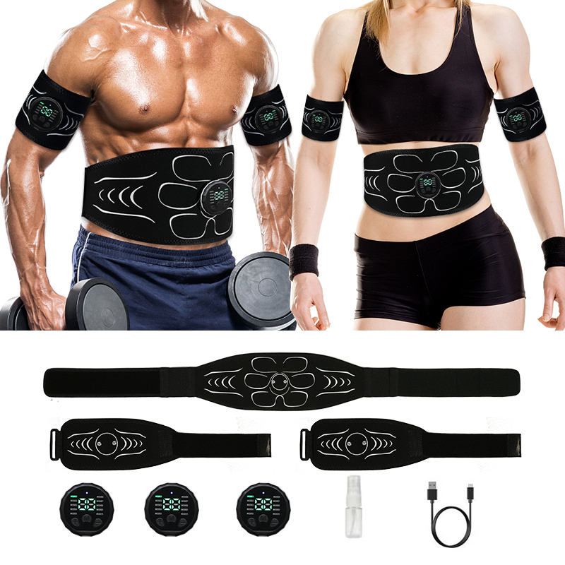 Abdominal Muscle Toner EMS Stimulator, Electronic Fitness Massage Belt, USB Recharge Slimming Device for Abs