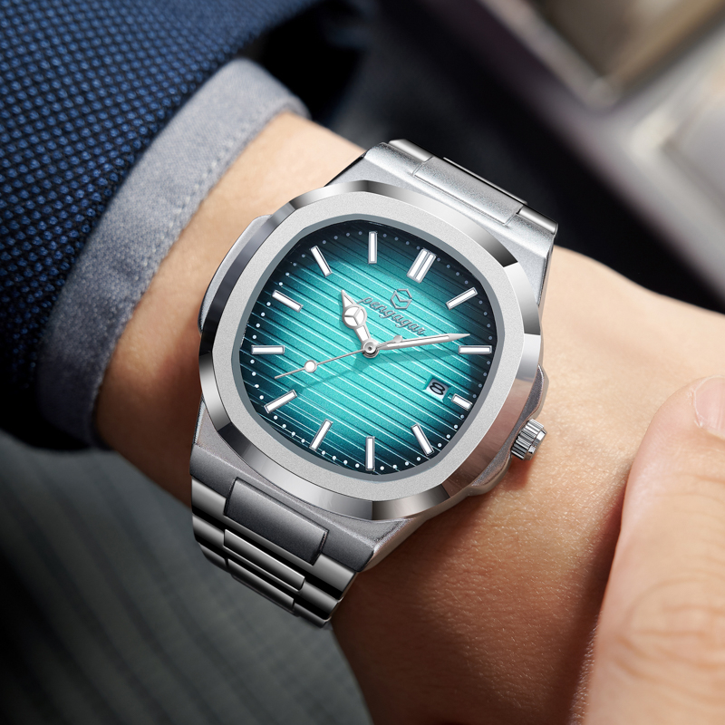 Luxury Military Square Dial Men Waterproof Quartz Watch with Luminous Date & Week