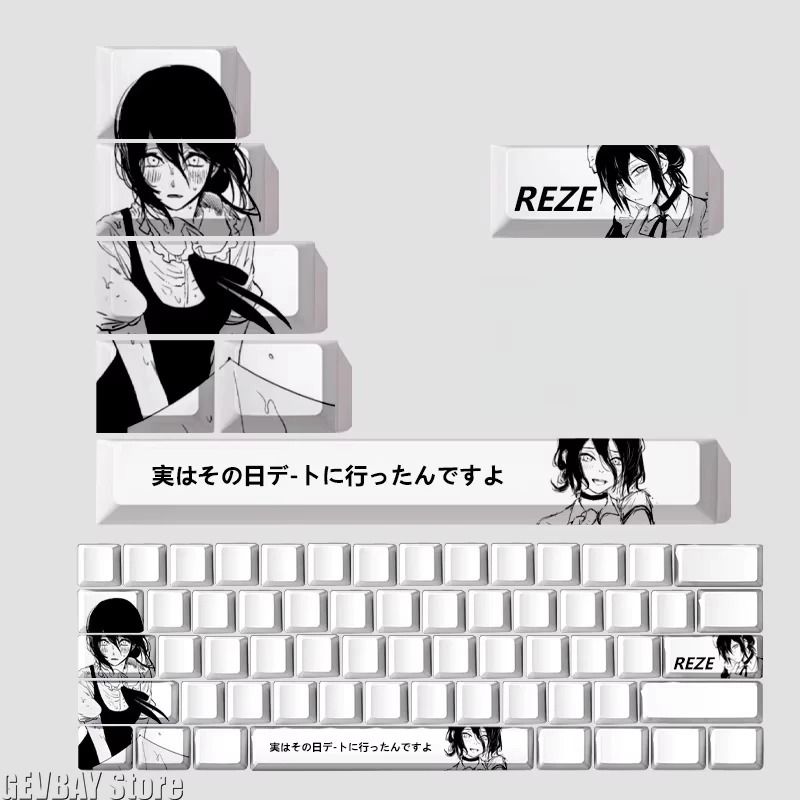 Reze Chainsaw Anime PBT Keycaps Cherry Profile Custom Mechanical Keyboard Set