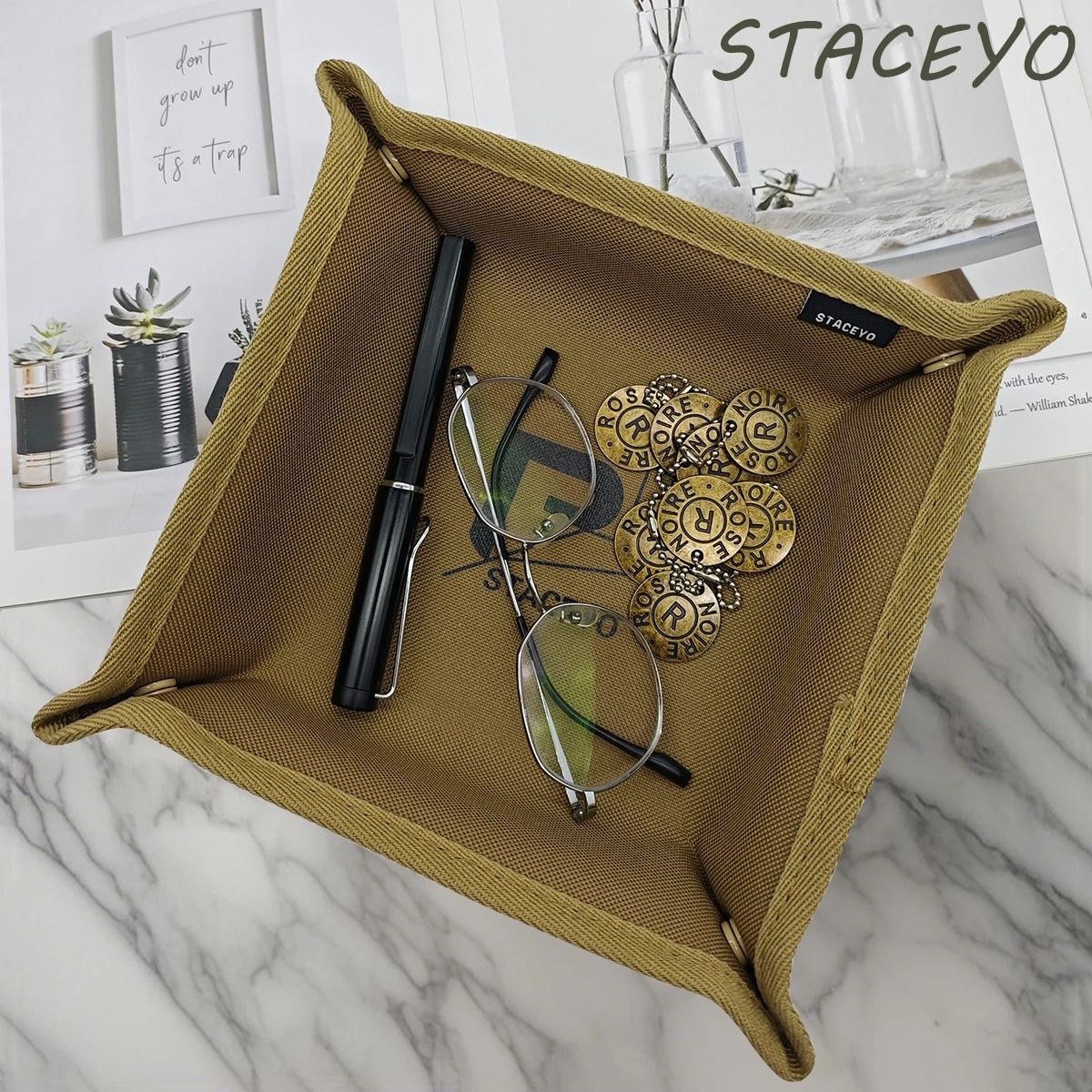 TerraFold Oxford Fabric Organizer Tray Foldable Desktop Storage
