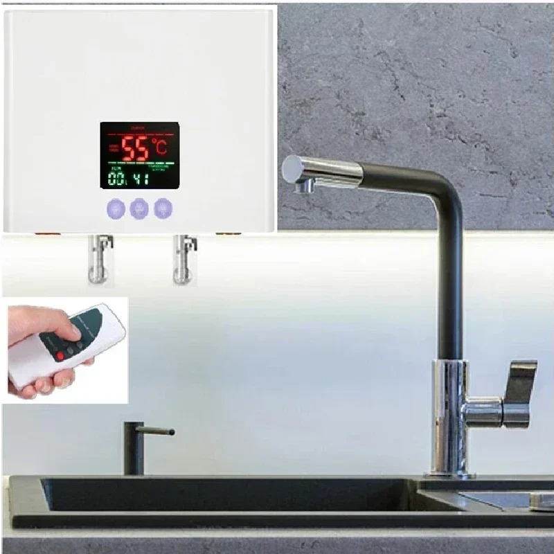 Tankless Electric Water Heater - Fast Heating, Wall Mounted for Shower & Kitchen Sink