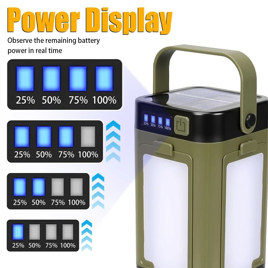 Rechargeable Folding LED Camping Lantern with Solar Charging