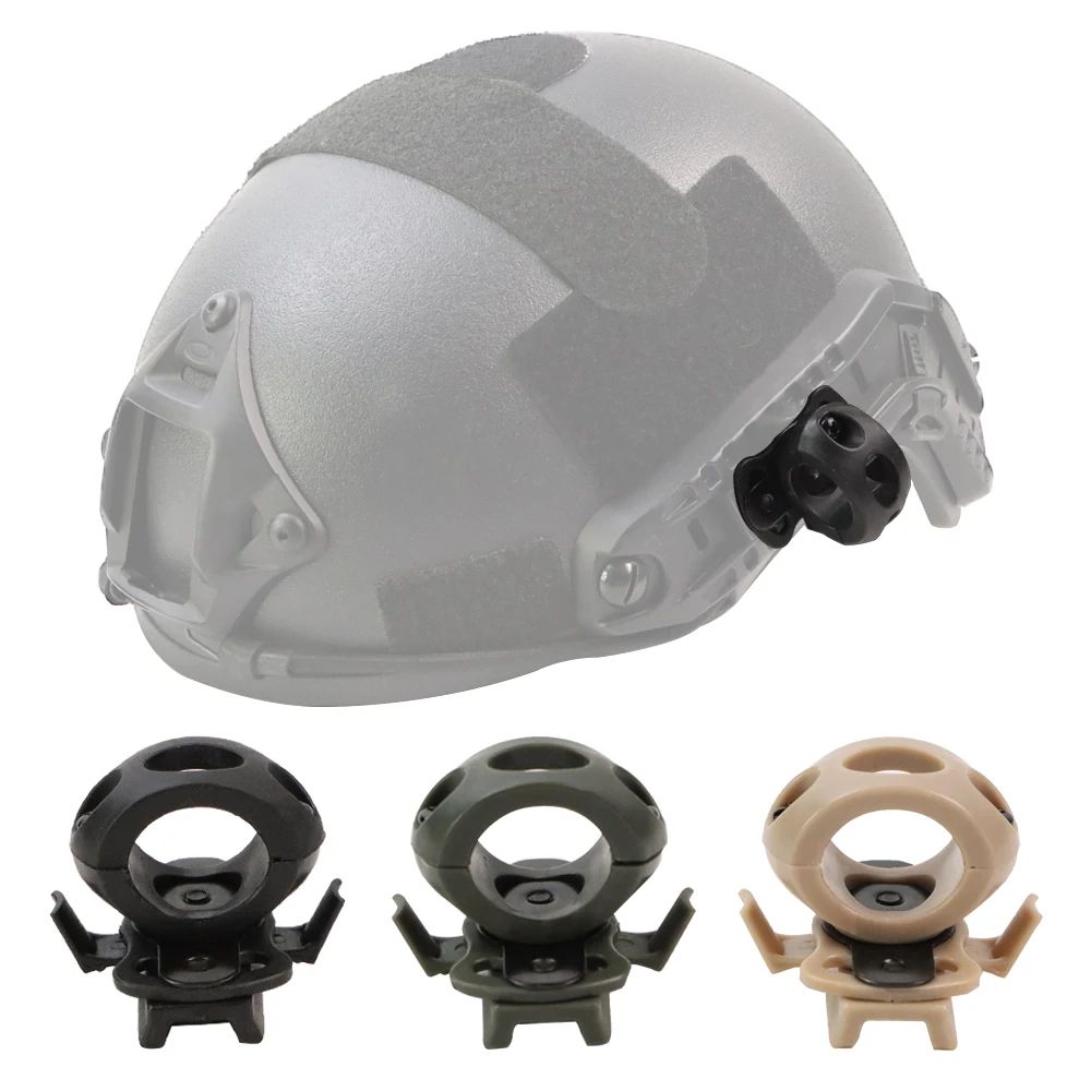 360° Tactical Helmet Flashlight Clamp Mount – Quick Release Universal Rail Torch Holder Adapter for FAST/OPS-Core Helmet