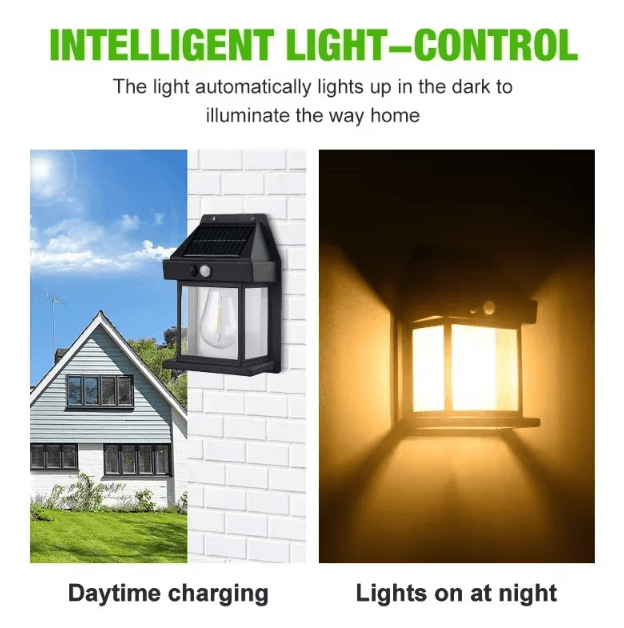 Solar Motion Sensor Wall Light – Waterproof Tungsten Filament Outdoor Lamp