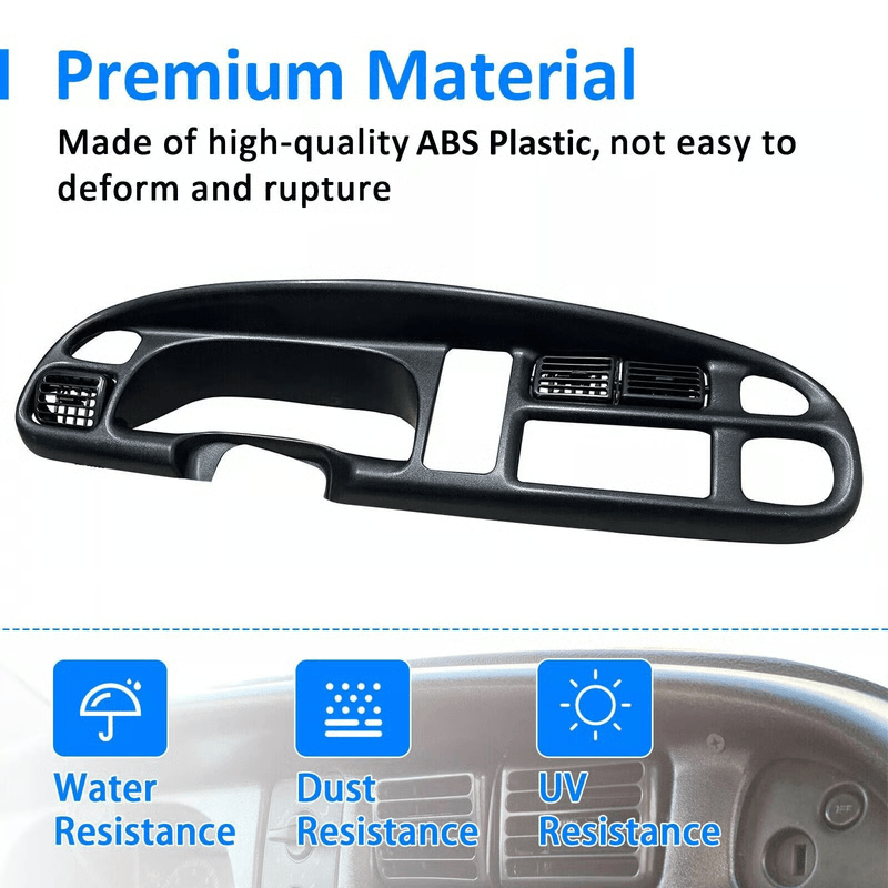 Black Dodge Ram Dash Bezel with Vents OEM Style Replacement for 1998-2002 1500 2500 3500