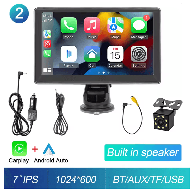 DriveView 7 Inch Touch Screen CarPlay Android Auto Multimedia Player with GPS and Rear Camera