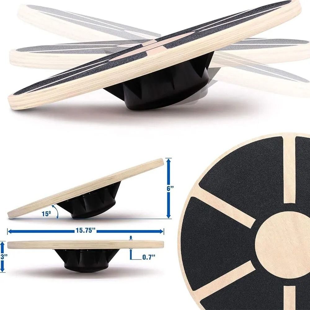 Wooden Wobble Balance Board with Non-Slip Grip for Yoga & Fitness
