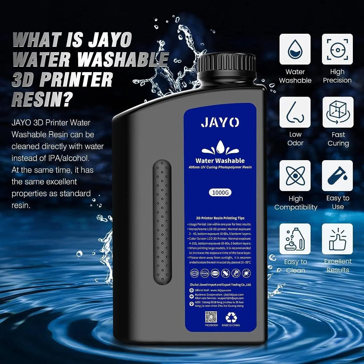 Jayo 3D Printer UV Resin 405nm Standard ABS Like and Water Wash Options
