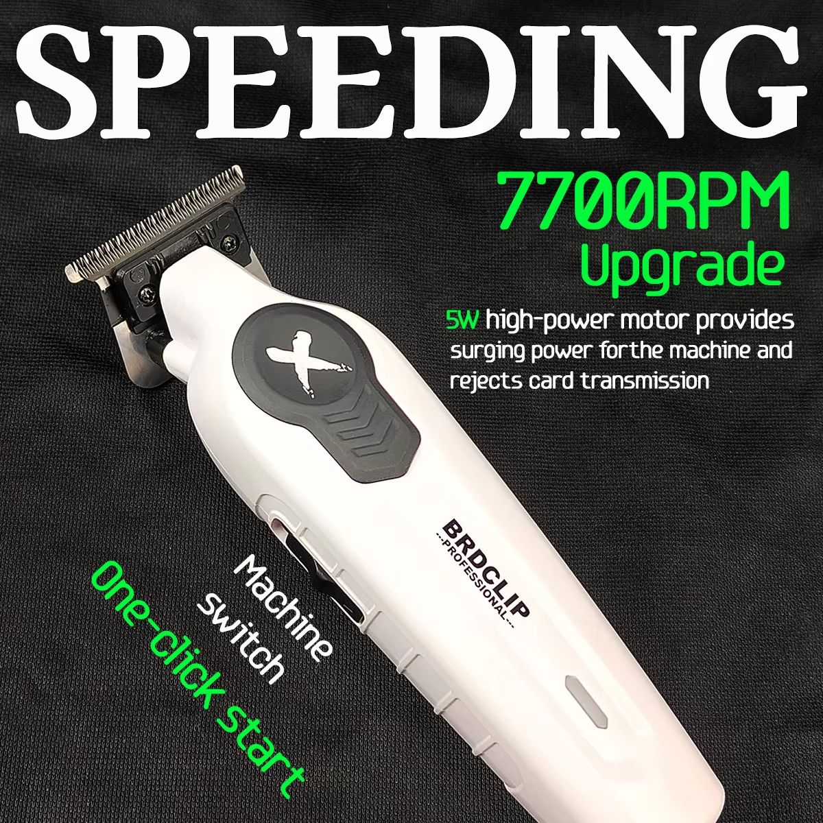 BRDCLIP X Series Professional Electric Hair Trimmer – 7700RPM DLC Blade Barber Tool