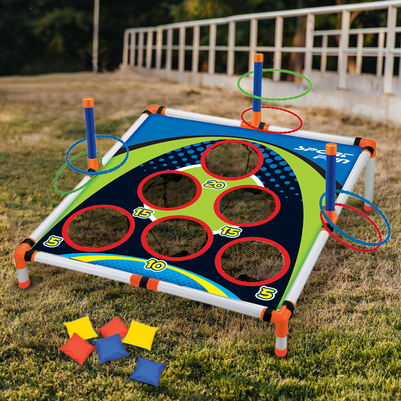 Easy Assemble Portable Cornhole Throwing Circle Ferrule Board Set, Outdoor Yard Toss Game Toy for Kids & Adults