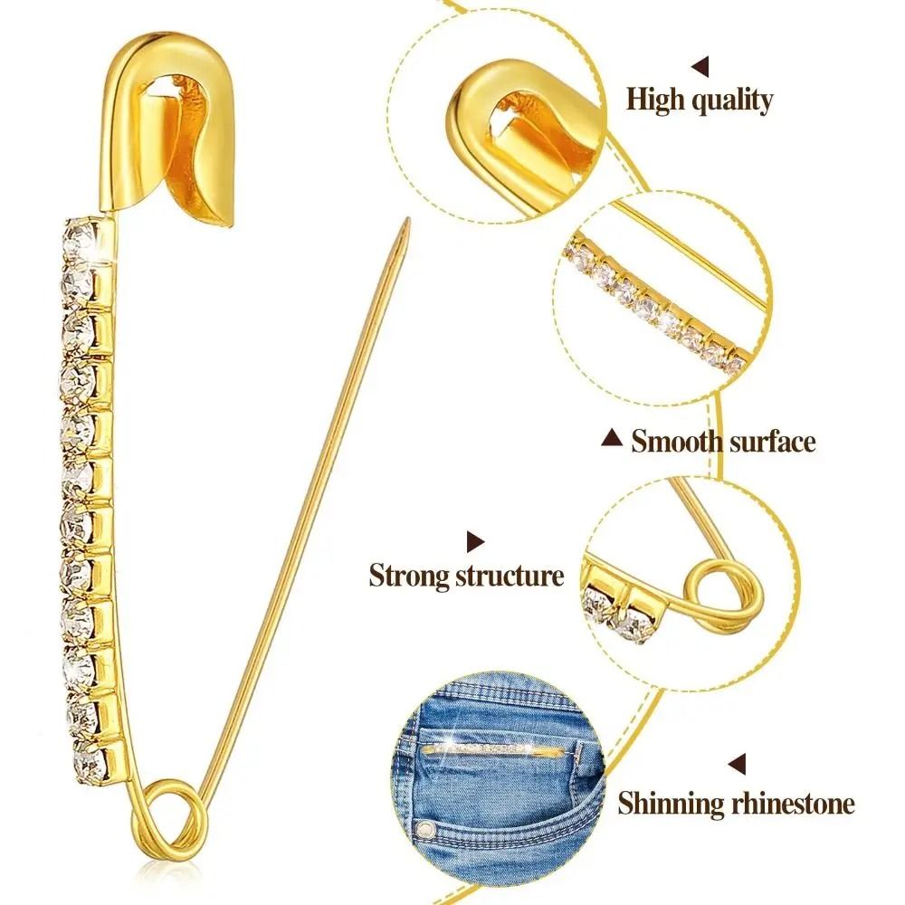 Rhinestone Safety Pin Brooches – Sweater & Shawl Hardware Clips – High-Yield Sartorial Interaction Hub