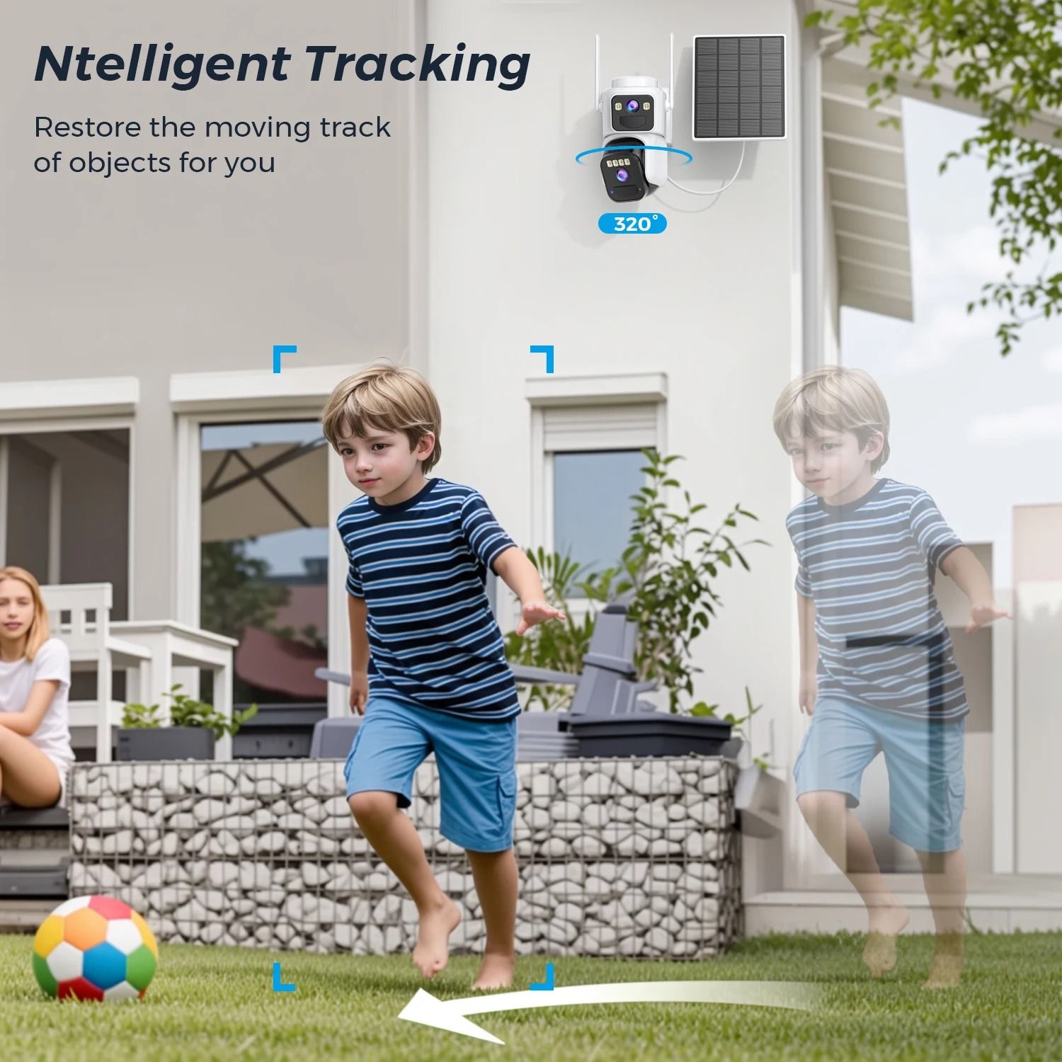 Solar Powered Dual Lens WiFi Security Camera with Night Vision and Motion Detection