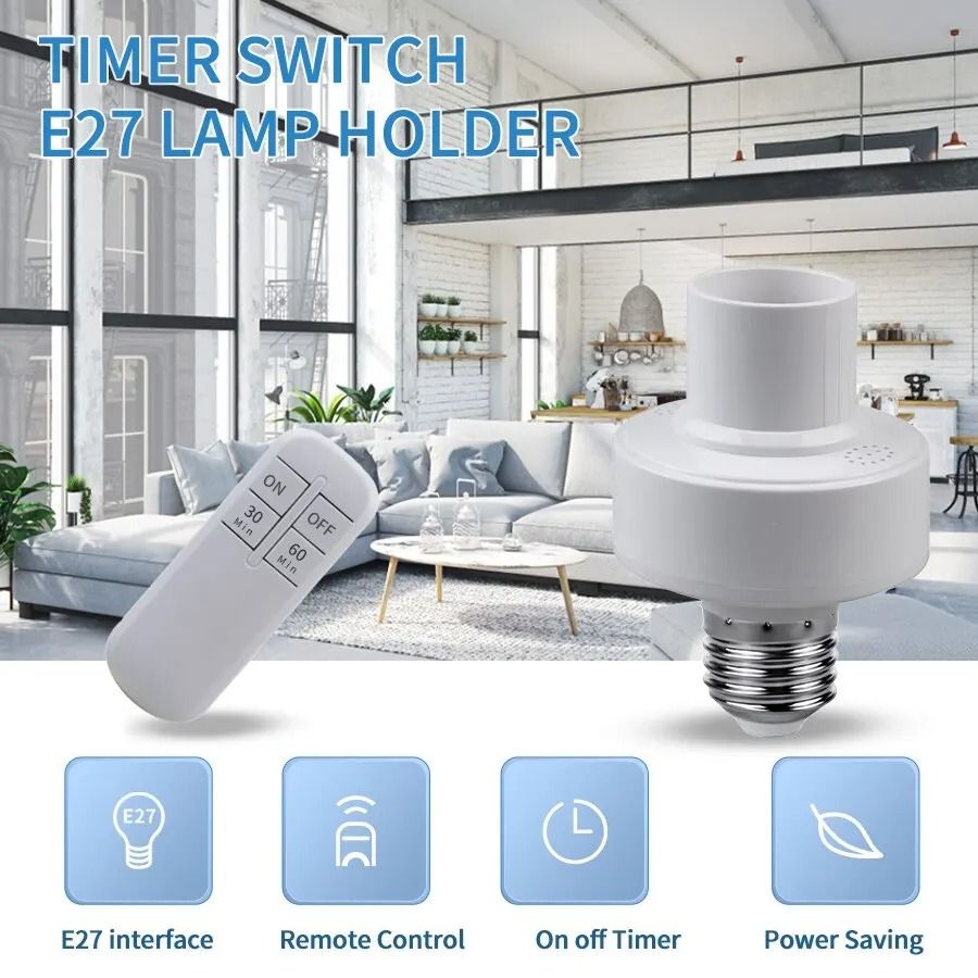 Smart E27 remote light socket Timer Switch Lamp Holder with Wireless On Off Control 15m Range