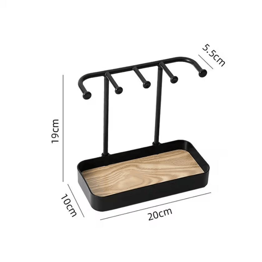 Elegant Wooden Jewelry Organizer Stand with Drawer – Necklace & Earring Display Rack